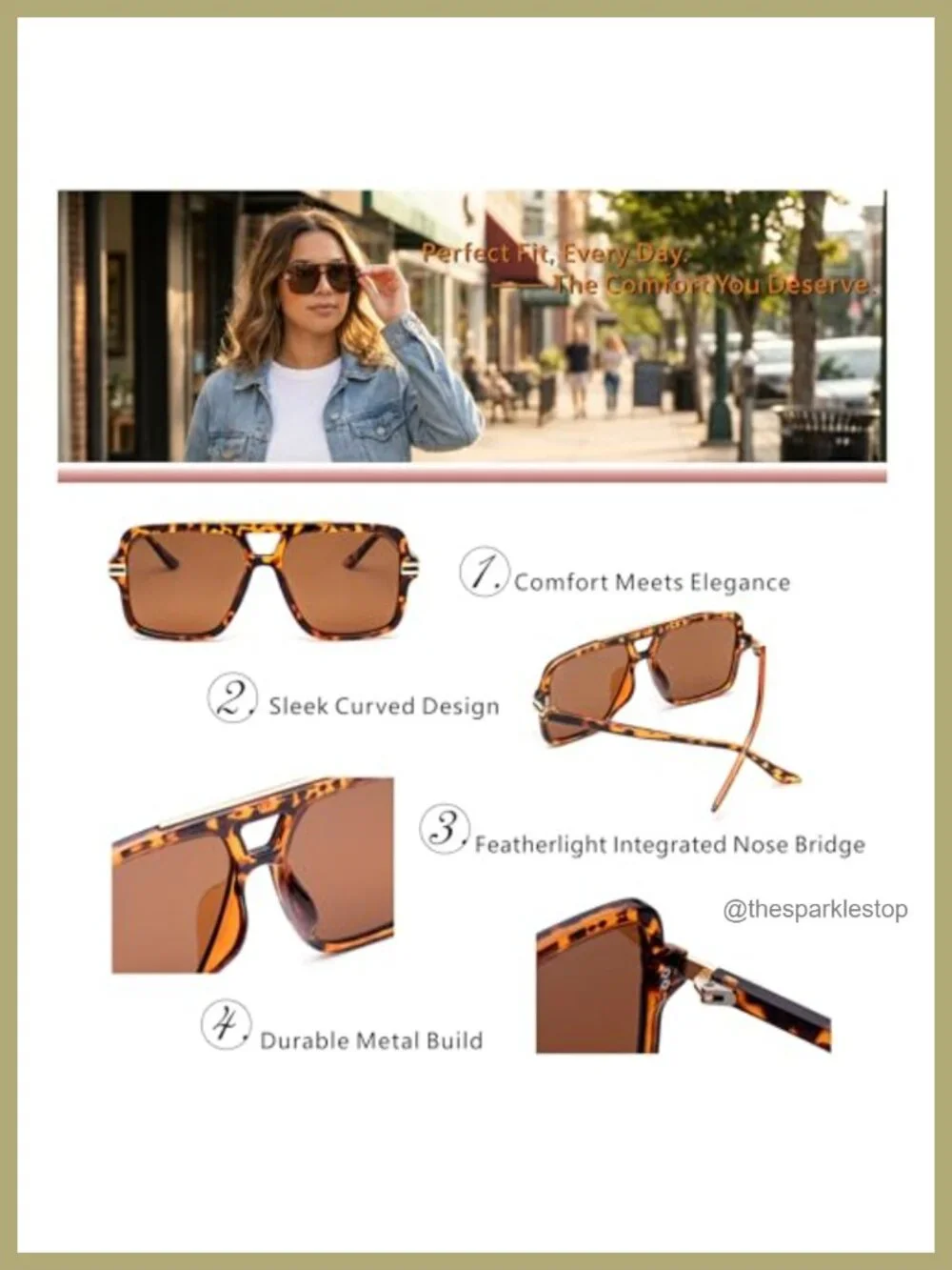 Polarized Oversized Aviator Sunglasses UV400 Protection Women's Fashion Shades